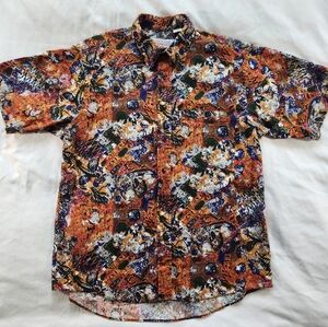 Vintage Custom Club International (Van Heusen) Egyptian print button up
